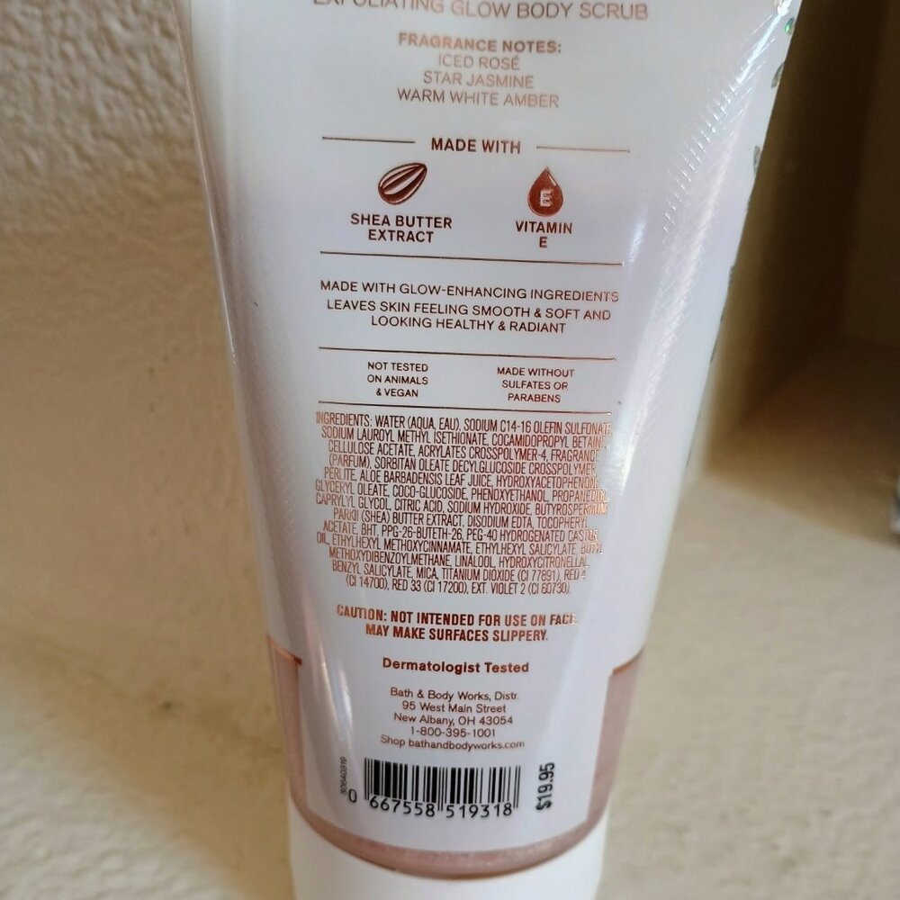 BN BATH BODY WORKS EXFOLIATING GLOW BODY SCRUB SHEA BUTTER VITAMIN E FULL SIZE - Picture 2 of 2